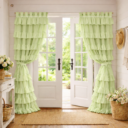 Set of 2 Frilly Curtains