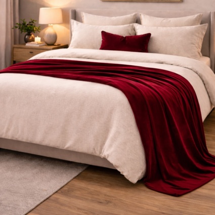 Carla Ruby Velvet Luxury Throw
