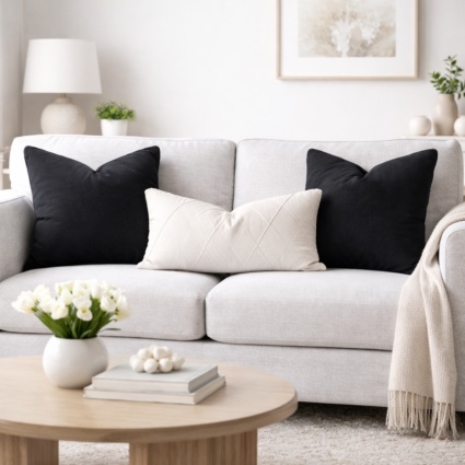 Carla Black Cushion Feather