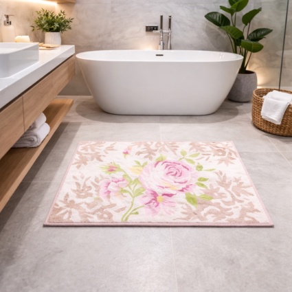 Rose Petal Floral Bathroom Mat