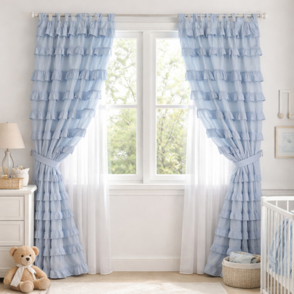 Set of 2 Frilly Curtains