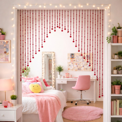 Beaded doorway curtain