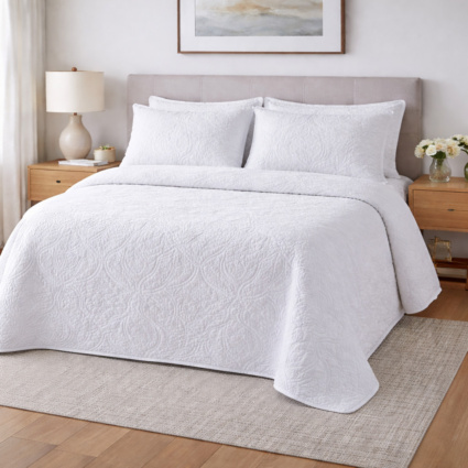 Damask White Queen Set