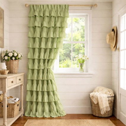 Frilly curtain drop