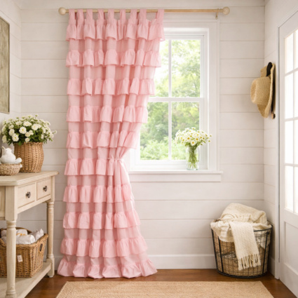 Frilly curtain drop
