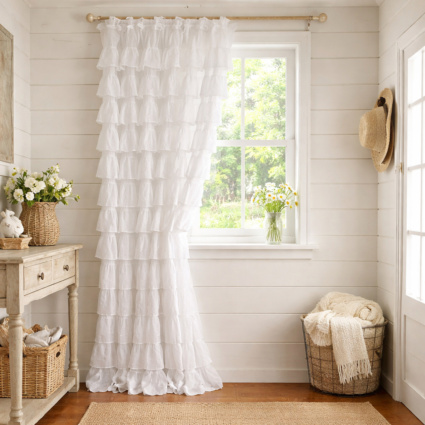 Frilly curtain drop